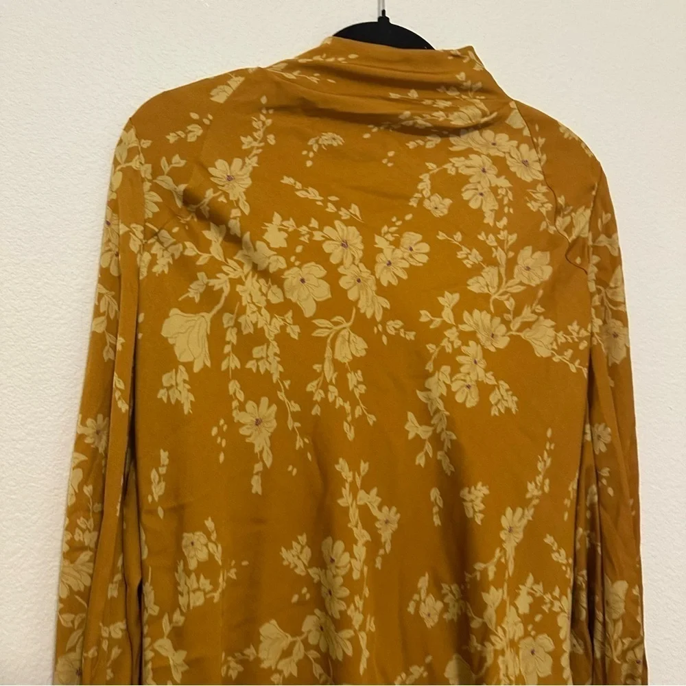 Free Prople Aries Satin Floral Mini Dress Open Back Flowy Sleeves Size S Women’s
